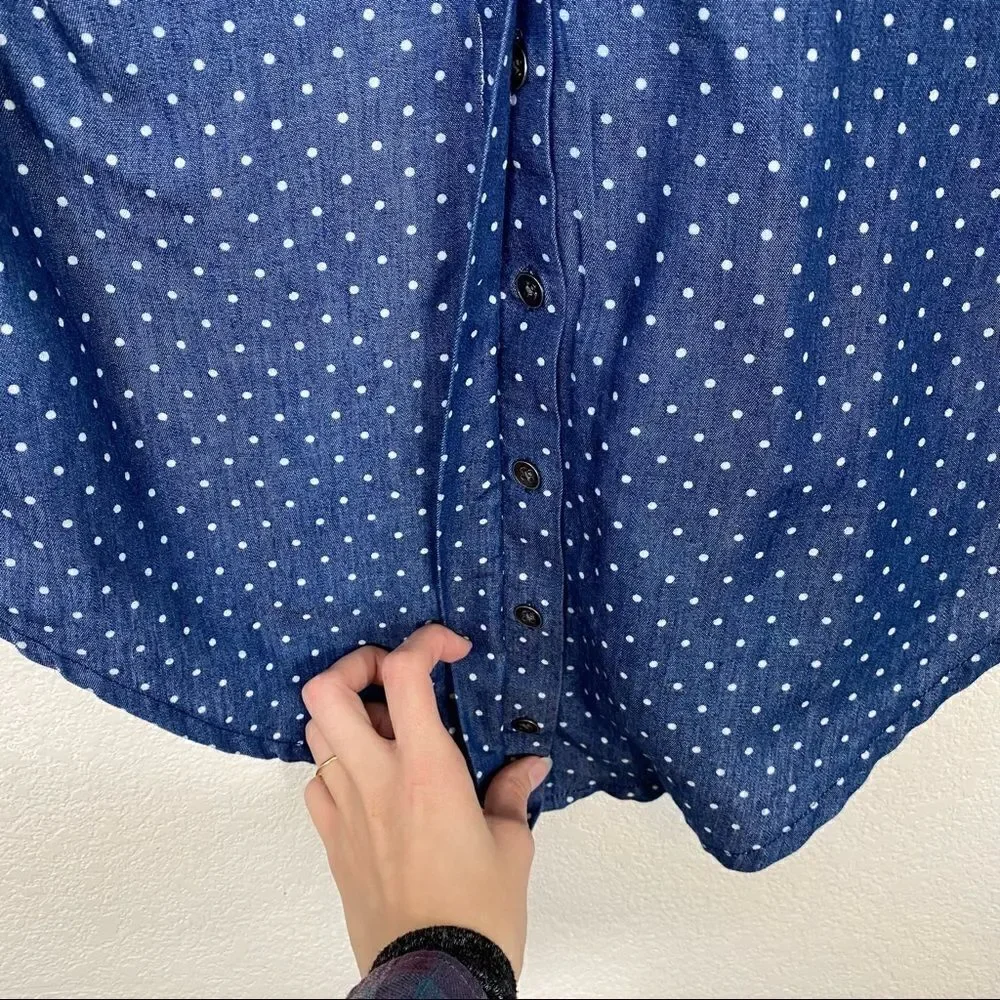 One Teaspoon Homesick Blues Chambray Polka Dot Sleeveless Shirt Dress